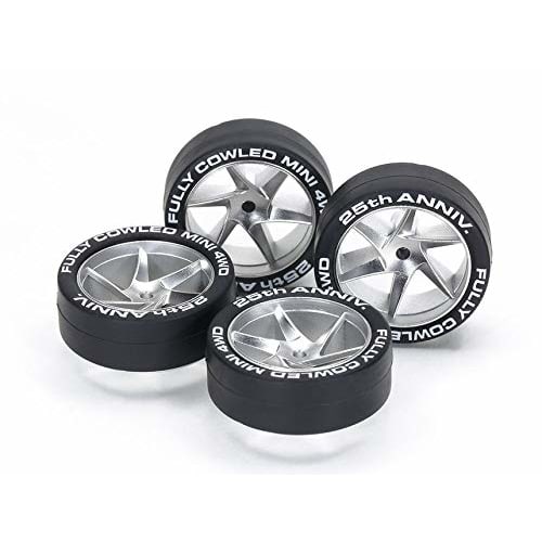 Tamiya Mini 4WD Special Edition Fully Cowled Mini 4WD 25th Anniversary Super Hard Tires & Matte Chrome Plated Wheels (Spiral) 95117