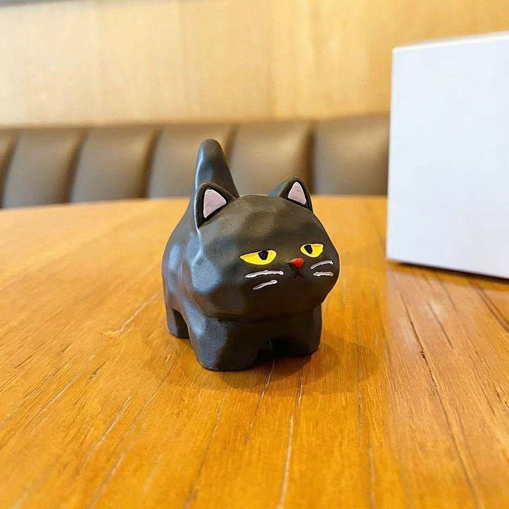 Nordic Style Resin Cat Figurine With Bell For Home Office Decor And Gift Giving