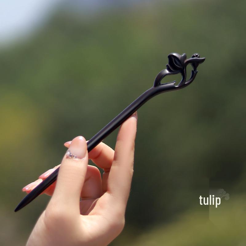 Xiangyun Hairpin: Elegant Ebony Wood Chinese Style Hair Accessory for Women