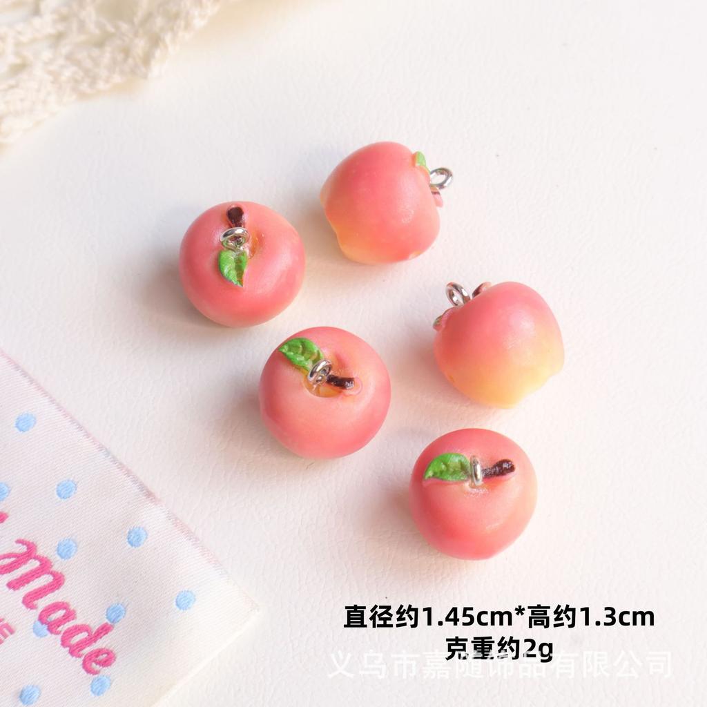 5Pcs Realistic Fruit Miniature 3D Apple Resin for Handmade DIY Bracelet Necklace Loose Bead Cute Girl Pendant Charm Accessories