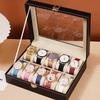 Watch Box Watch Organizer With Lock Removable Pillows Synthetic Leather Storage Case For Men Travel Gifts