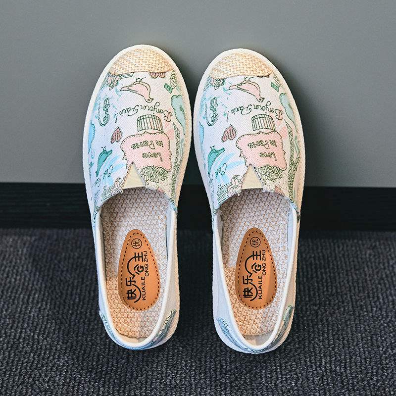 Old Beijing Cloth Shoes Women's One-pedal Lazy Fisherman Shoes Canvas Shoes New Spring and Autumn Summer Breathable Flats