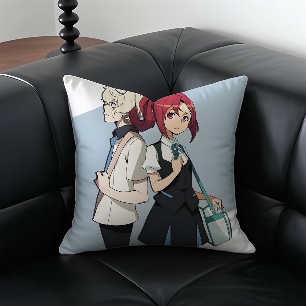 Anime KKiznaiver Cushion Cover Pillow Case Antidustmite Invisible Zipper Silky Plush Cushion
