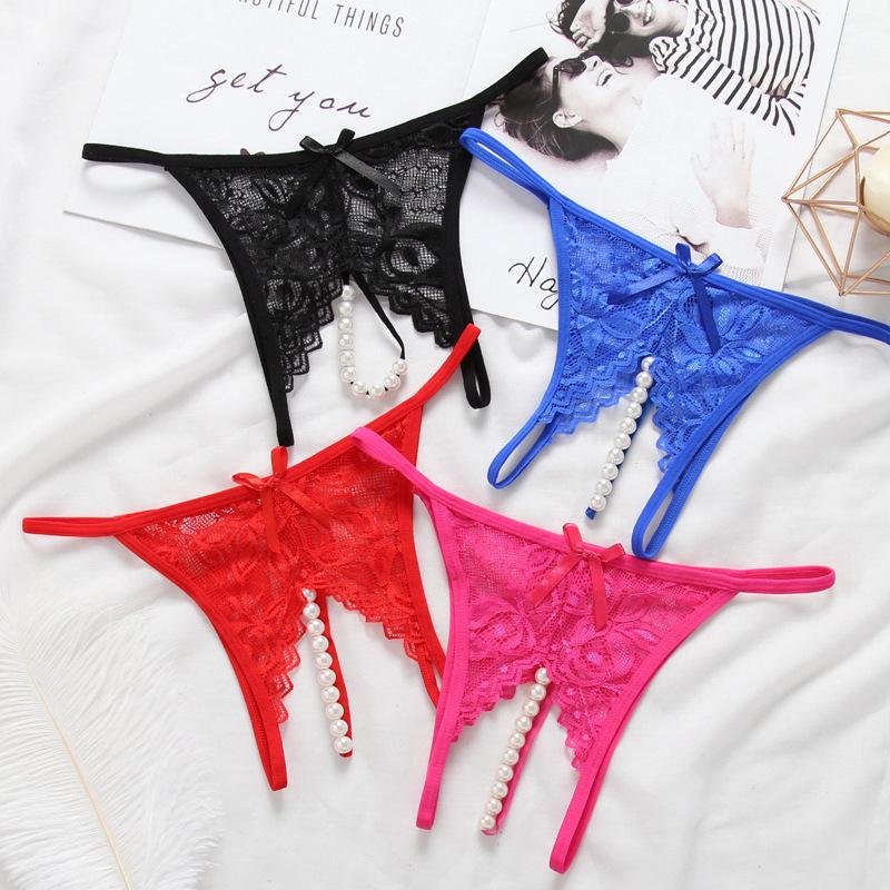 Long Night Sexy Panties Pearl Panties Sexy Free Open Female Transparent Thong T-Pants Temptation 3