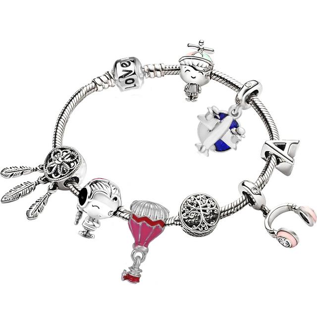 Love You Forever Beads Charm Bracelets Elegant Silver Color Snake Chain Bracelets For Women Lover Jewelry Gift Special Offer
