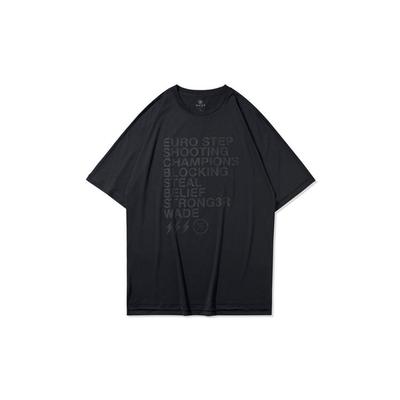 Wade Series Alphabet Print Crew Neck Short Sleeve T-Shirt Men Tops Black ATSQ089-1