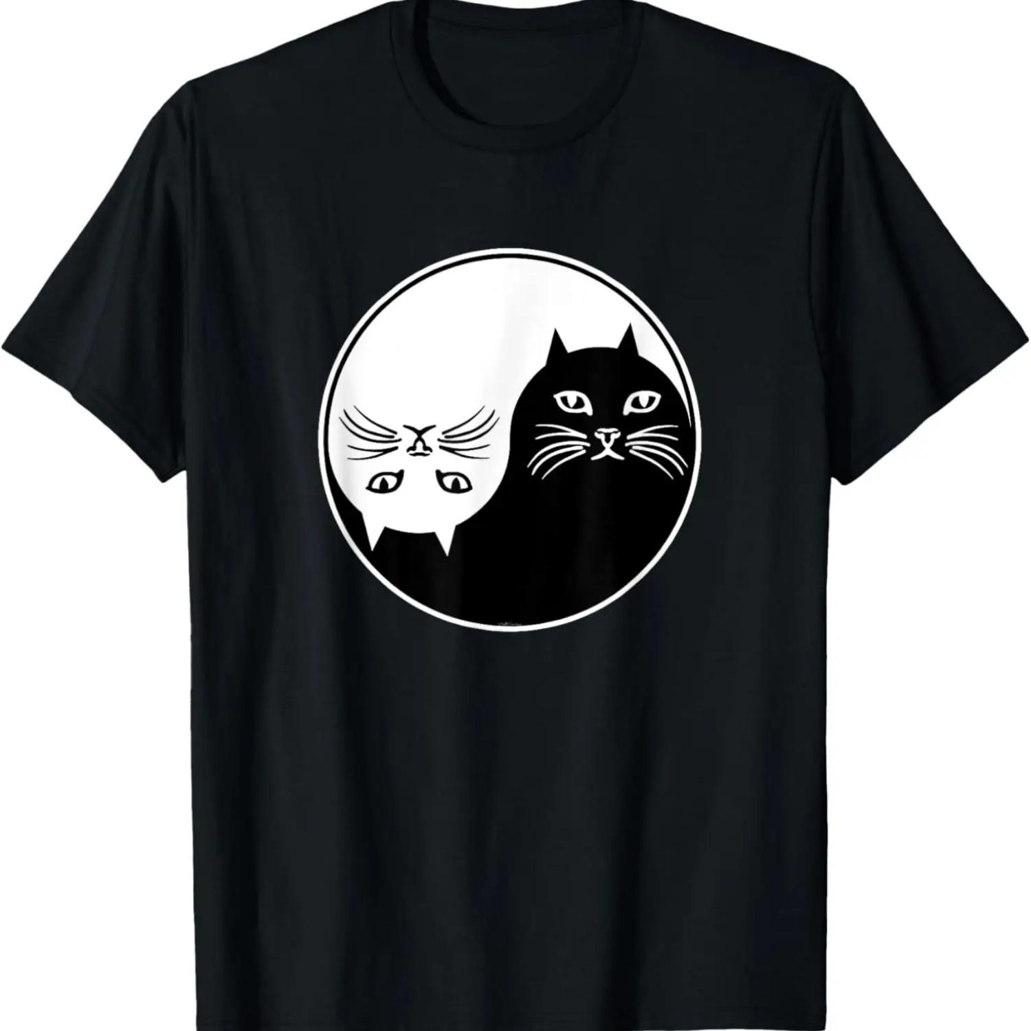 Funny Black And White Cats Yin And Yang Cat Lover T-Shirt S чёрный