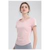 Neues plissiertes Yoga-Top Damen V-Ausschnitt Sport Fitness Kurzarm-T-Shirt Outdoor-Sport Laufen Schnelltrocknendes Kurzarmshirt