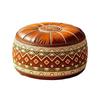 Boho Muster Hocker Pouf PU-Leder Große Öffnung Hockerbezug Wasserabweisend Füllbares Design Aufbewahrungshocker Wohnzimmer