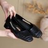 Fashion 2025 Spring and Autumn Woven Sandals Women's New Versatile Hollow Block Heel Single Shoes