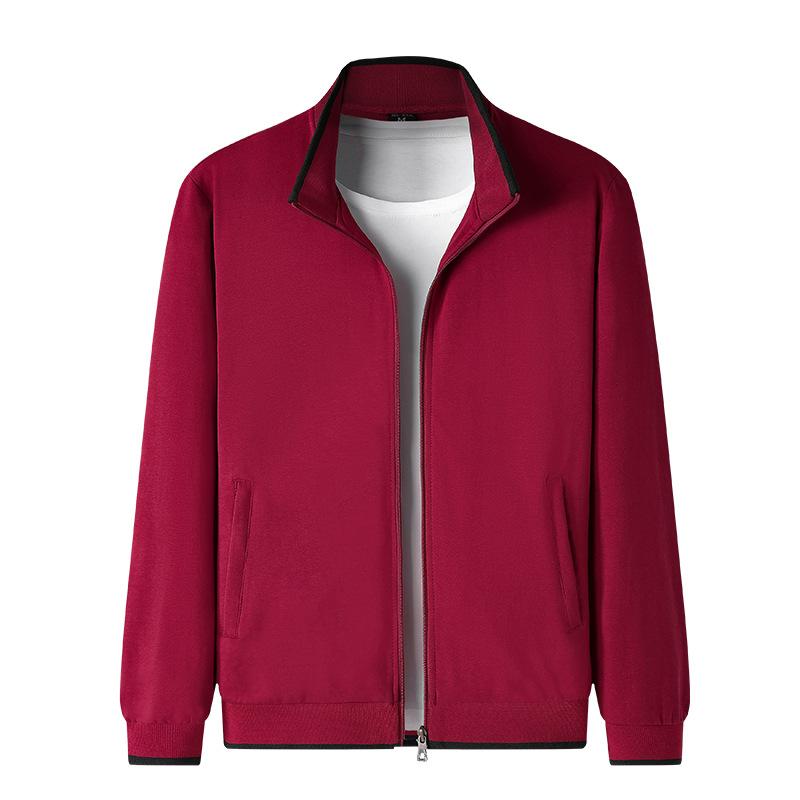 Men's Stand Collar Zip Up Jacket Solid Color Cotton Coat for Men Sweatshirt for Spring and Autumn, Youth Sportswear, Running Casual Loose Jacket