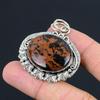 Döttrarnas dag-rea Mahogny Obsidian Ädelsten Hantverkspendant Smycken 925 Silver