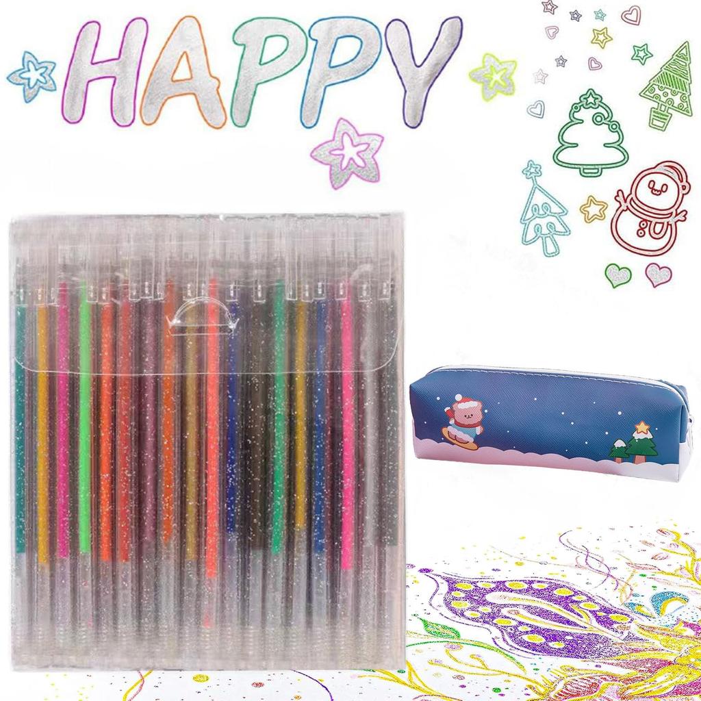 Glitter Gel Pens, Multicolor Glitter Pens for Writing, Drawing, Crafting (12 Colors)
