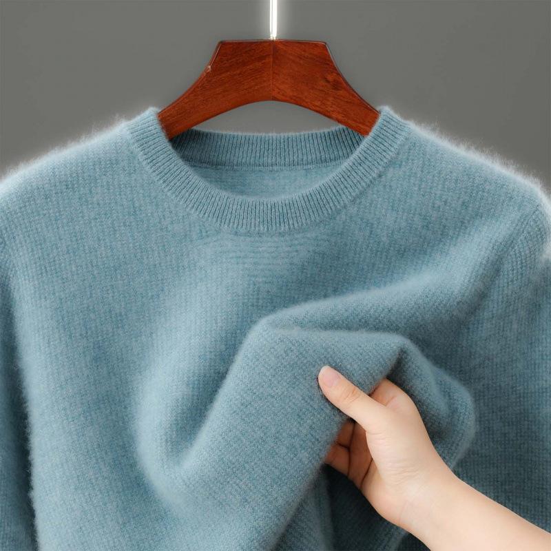 

Men s Thickened Matte Velvety Merino Wool Sweater - Casual, Versatile, Loose Round Neck Base Layer Medium