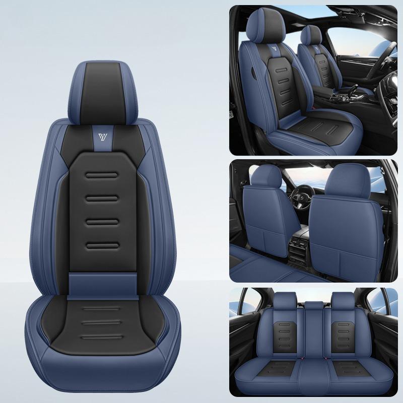 Fundas de Asiento Transpirables de 5 Plazas / Cubierta Completa de Cuero PU / Acolchado Estéreo Lateral para Mayor Comodidad / Protectores de Asiento para Todas las Estaciones / Cuidado del Interior
