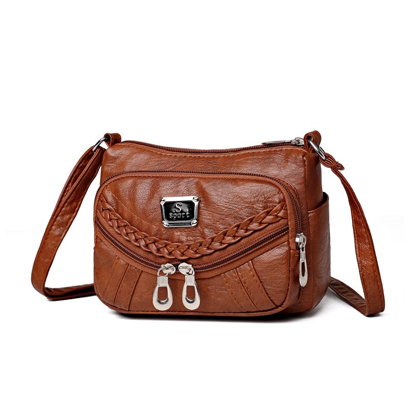 Fashion trend four-season soft leather multi-compartment multi-pocket high-end single-shoulder crossbody bag for women's handbag