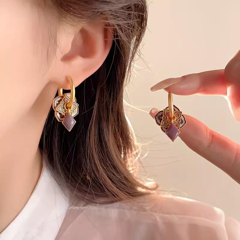 Modern Boho Jewelry Elegant Temperament Color Flower Drop Earrings For Women Female Gifts Delicate Design Ear Accessories