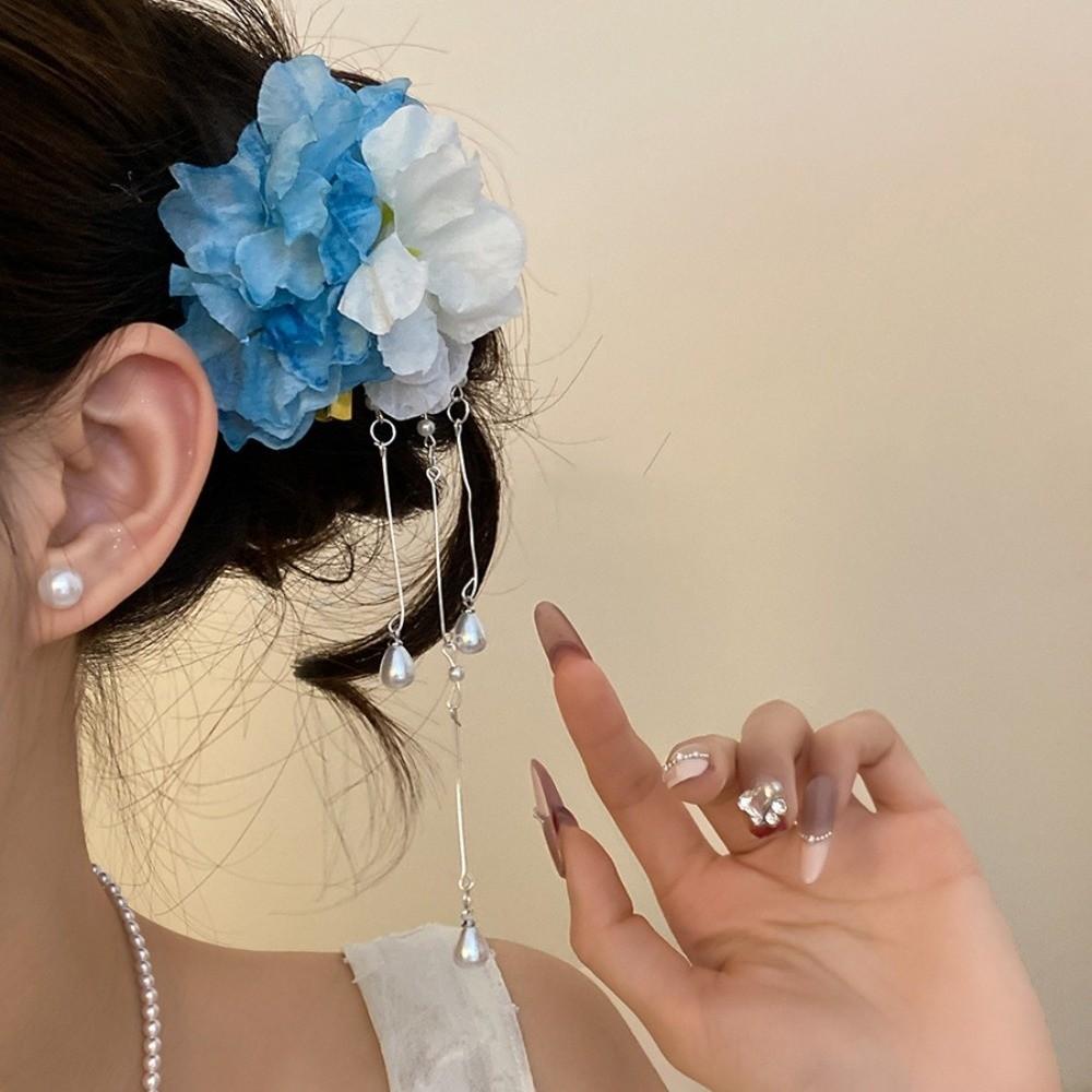 Pearl Flower Hairpin Colorful Chinese Style Hair Clip Elegant Hanfu Hair Accessories  Women