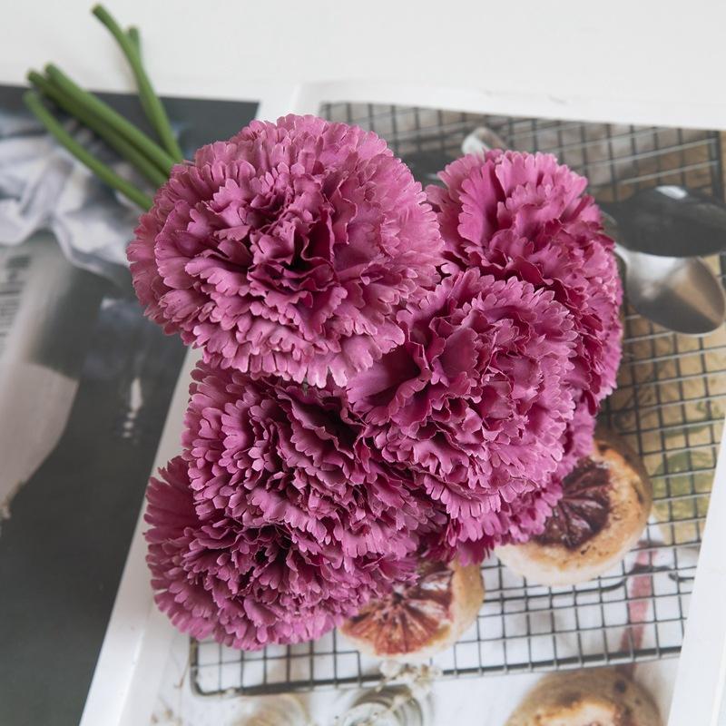 26Cm 6/12/24Pcs Carnation Bouquet Room Decoration Red White Pink Imitation Flower Home Wedding Mother'S Day Holiday Fake Flowers