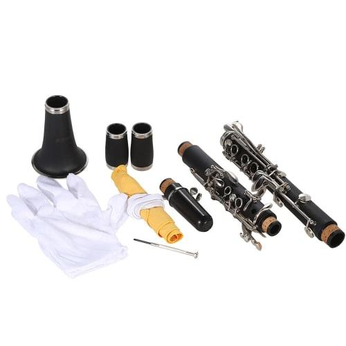 Juspins ABS Resin Bb Clarinet, 17 Keys, Beginner's Set, for Brass Band, Practice, and Performances, Cupronickel Plated
