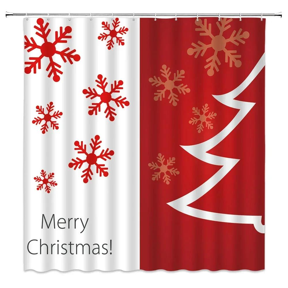 Waterproof Bathroom Shower Curtain Elk Christmas Santa Claus Fairy Snow Night Printed Bath Washable Quick Dry Wrinkle Decoratio