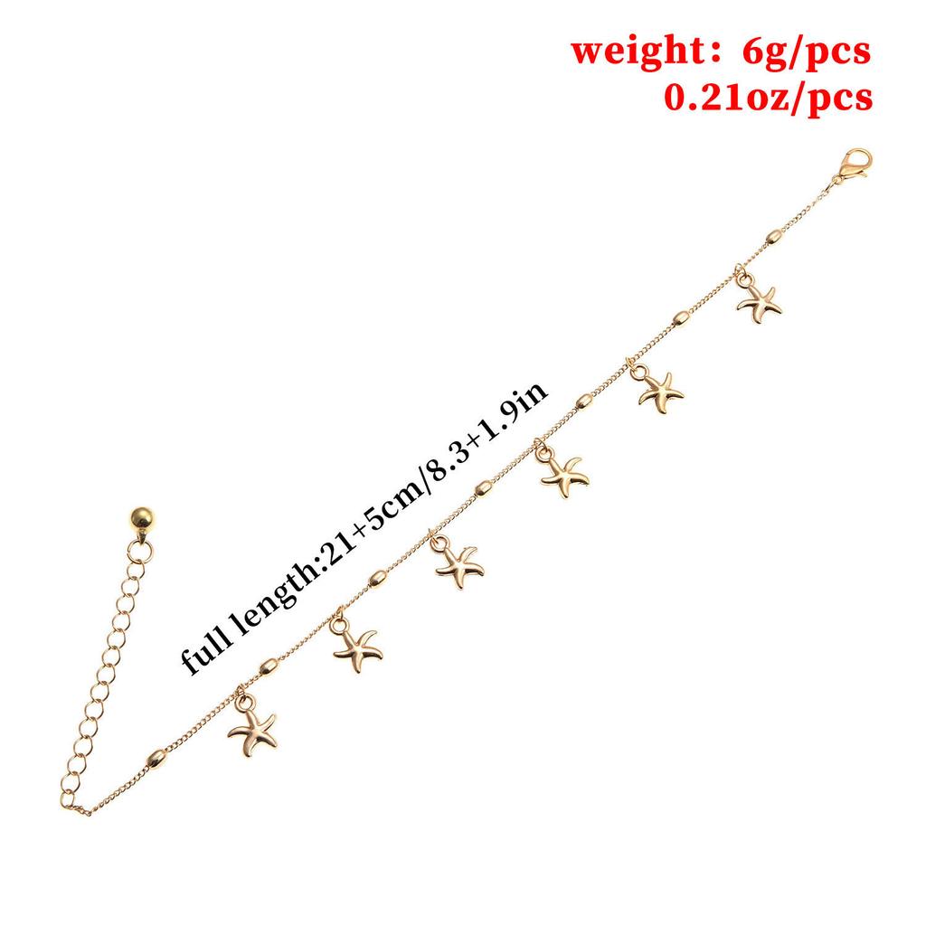 New accessories, bead chain starfish pentagram foot girl, spring and summer fashion beach personalized anklet
