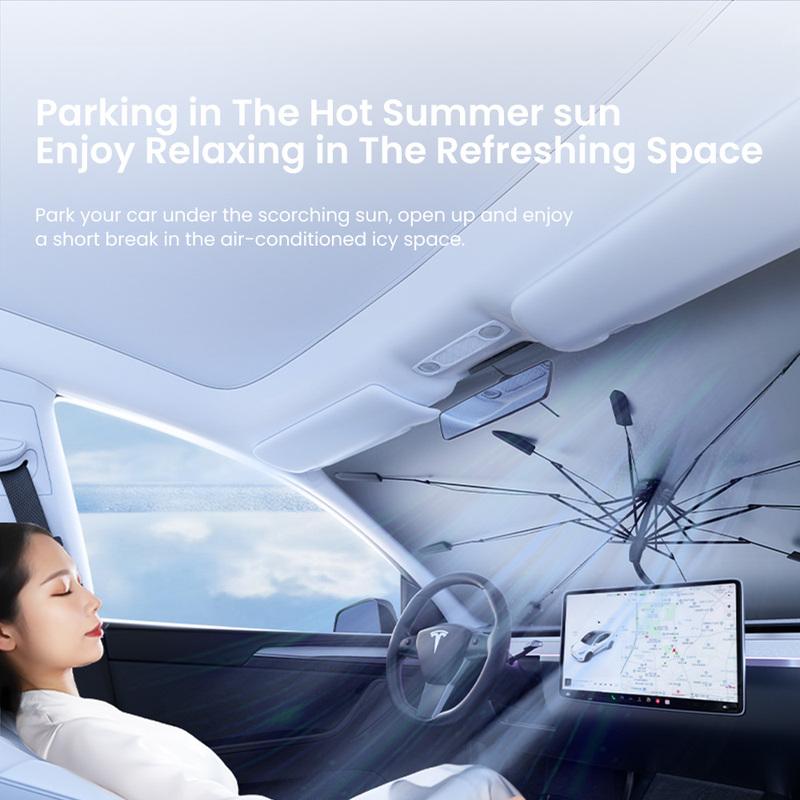 YZ Tesla Parasol na Szybę Osłona Krawędzie Obszyte Osłona Parasol Samochód Letnia Ochrona Przed Słońcem Osłona Przeciwsłoneczna na Przednią Szybę