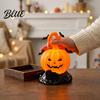 Battery Operated Candle Lights 2Pcs Halloween Pumpkin Night Light, Flameless LED Lamp with Bat Safety Decor, Plastic Tabletop Ornament for Home Party