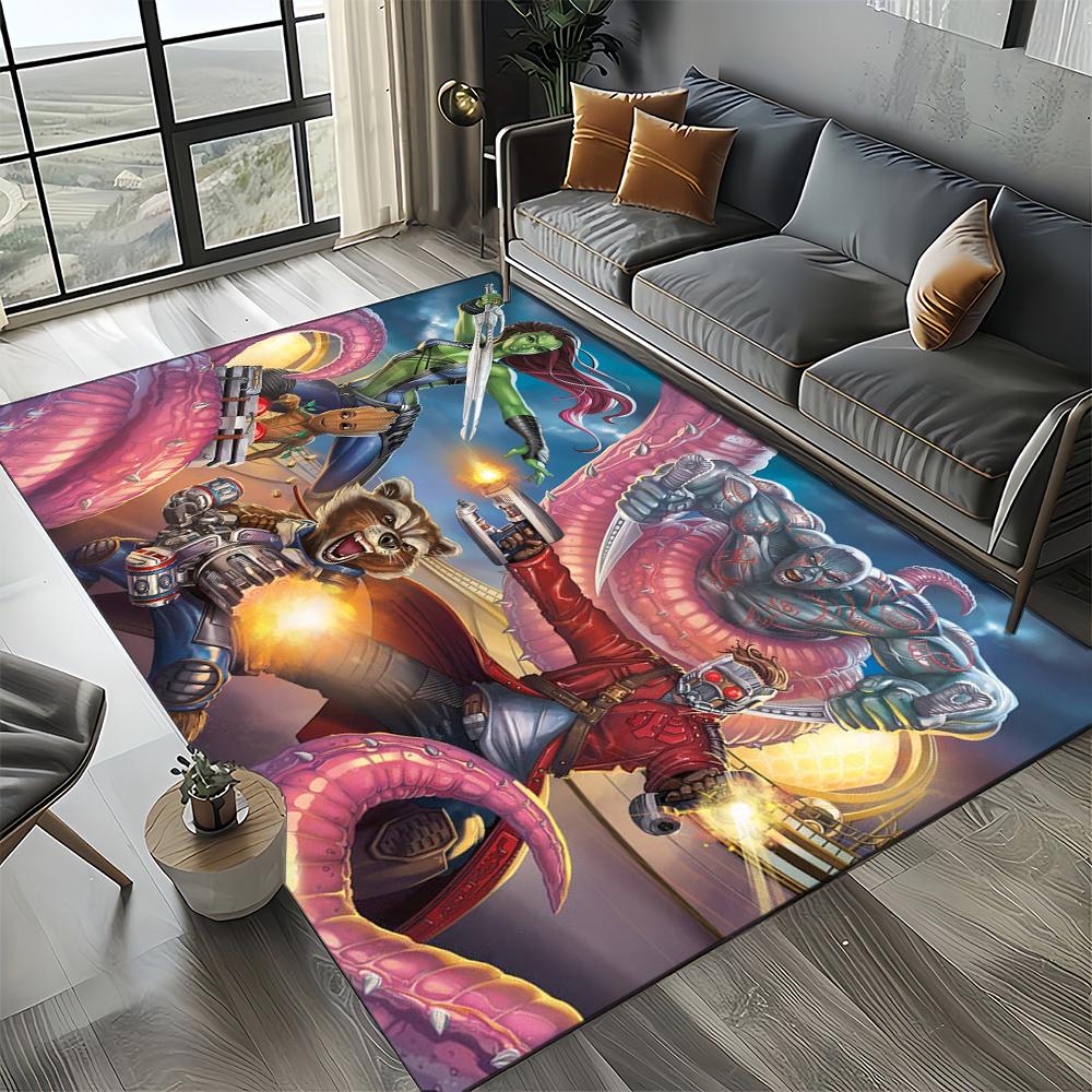 Tapete Cartoon 27 Estilos Guardiões da Galáxia Marvel para Decoração de Sala de Estar Quarto, Tapete de Chão Infantil Antiderrapante para Sofá Capacho
