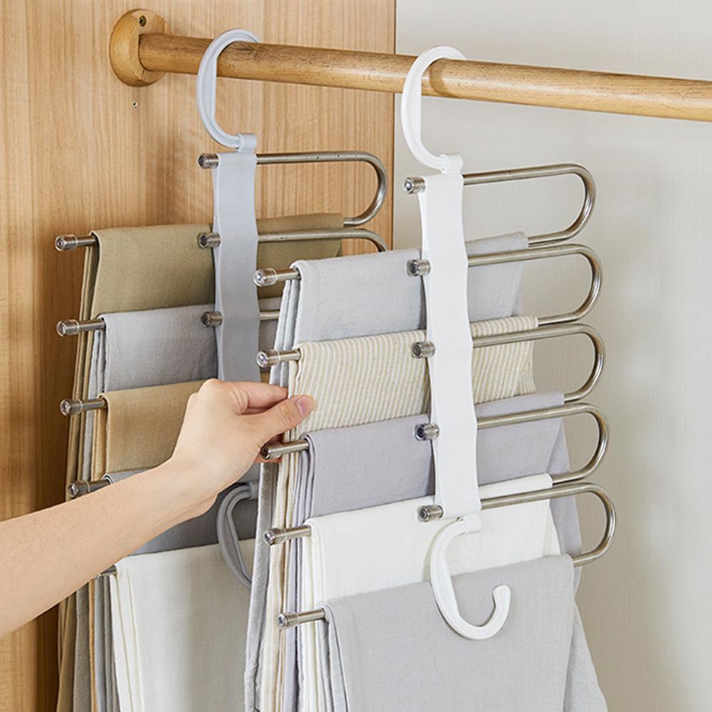 Multi-layer Trouser Hanger Saving Space Pants Organizing Shelf For Bathroom