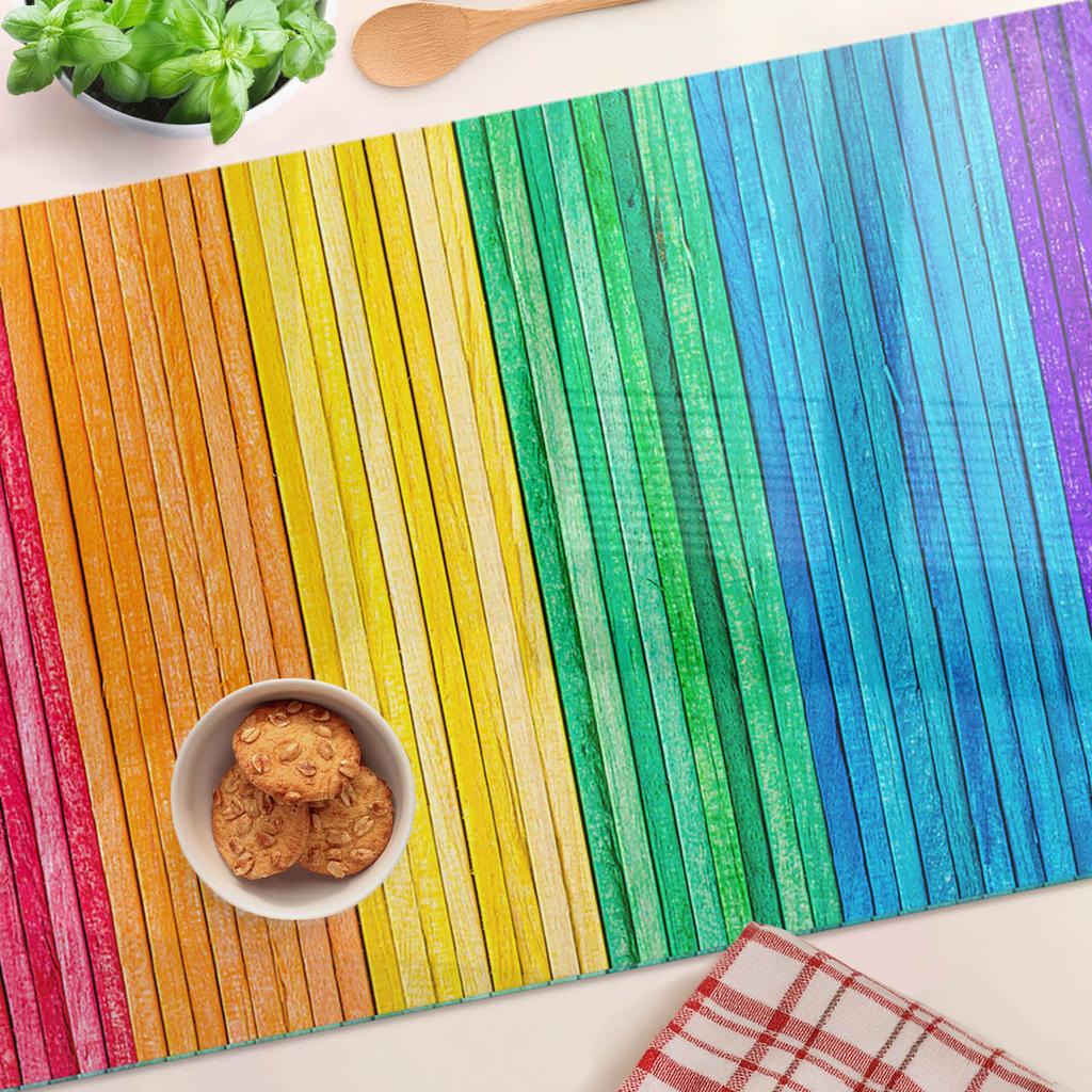 Tempered Multifunctional Decorative Glass Board Colored Stripes 80X52 Cm