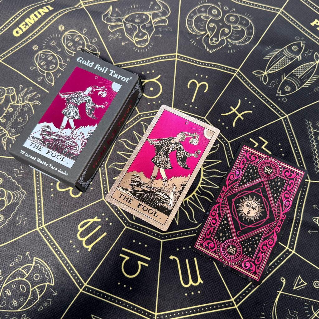 Gold Foil Waterproof PVC Tarot Cards - Color Printed Table Game with Hot Stamping