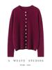 100% Pure Cashmere Rolled Edge Cardigan for Women - Slimming Autumn/Winter Knitwear Sweater with Multi-Button Style