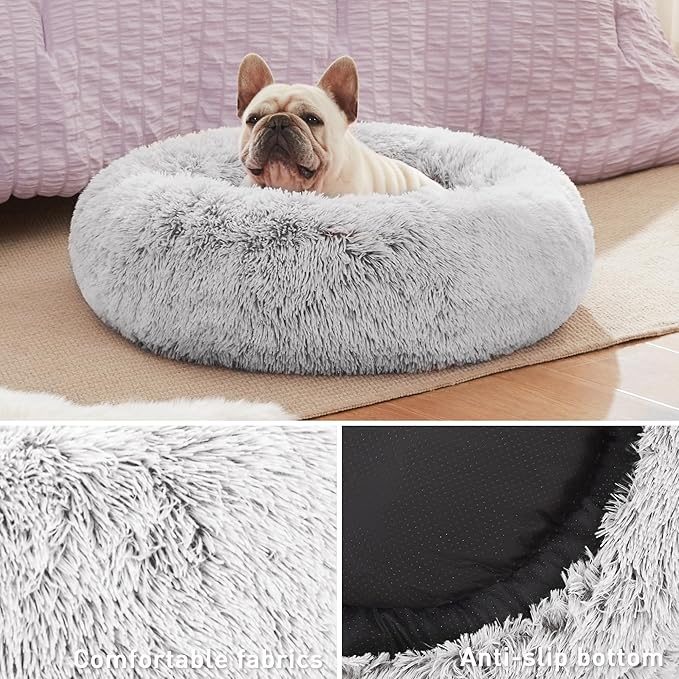 Soft Round Plush Dog Bed Cozy And Flexible For Calming Sleep Cat And Dog Calming Bed Pet Bed Cat Bed