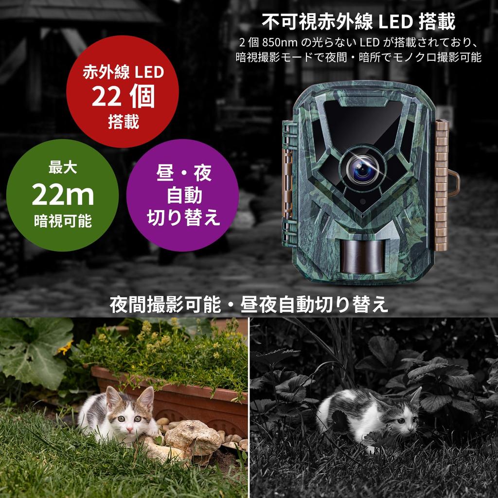 KJK Trail Miniature Security Wildlife Monitoring 36MP Still Battery Night Motion IP66 Waterproof Outdoor Indoor Surveillance 32GB Memory Card Included