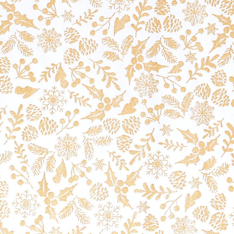 17" X 118" Wrapping Paper Roll Metallic Gold Foil White Wrapping Paper with Christmas Tree Design Gift Wrap for Xmas Holiday New
