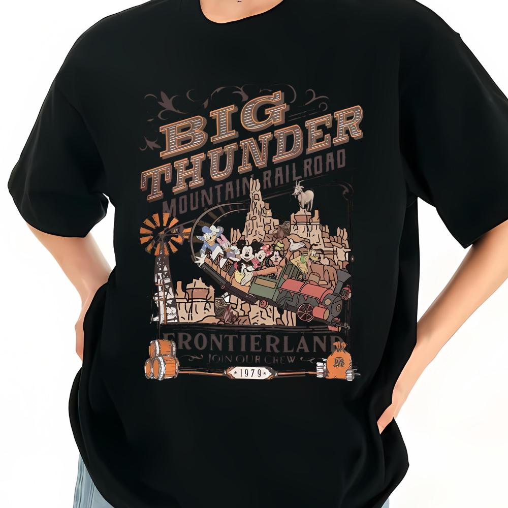 Vintage Big Thunder Mountain Railroad Mickey Friends Shirt Frontierland Ride Tee Roller Coaster land Tee S
