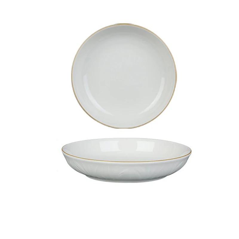 SHUNXIANG Ceramic Bowls Plates White Nordic Relief Dinnerware Dishes Rice Bowl Vegetable Plate Salad Soup Tray Kitchen Tableware