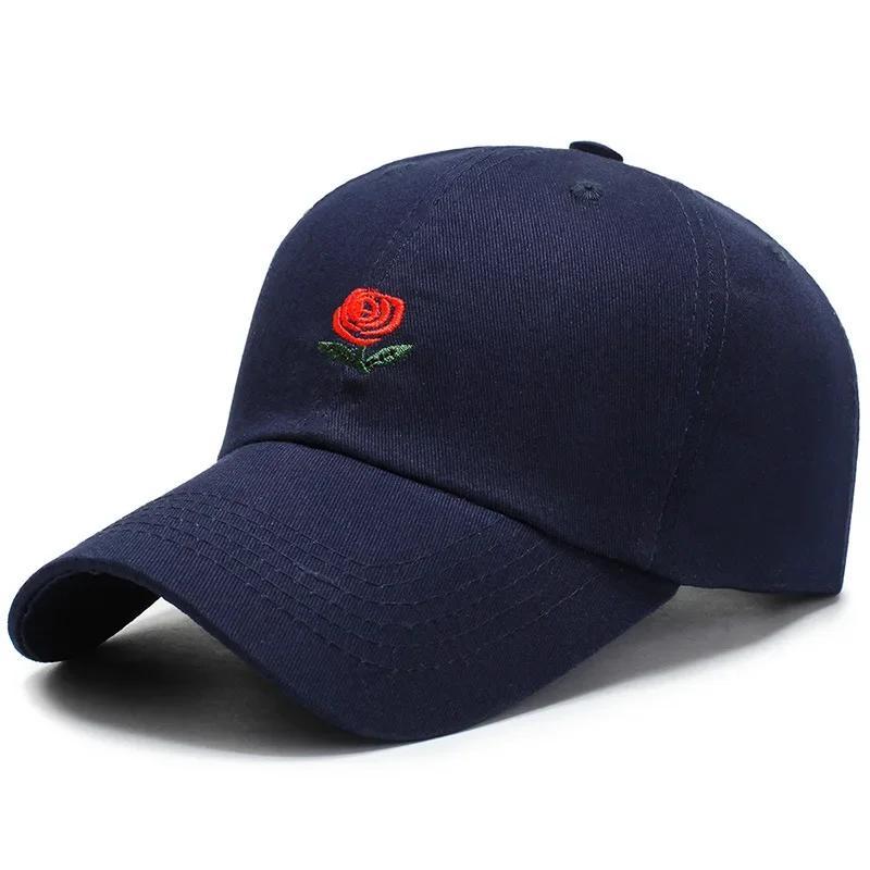 1 Pcs Unisex Rose Embroidery Baseball Cap for Men Women Flower Cap Rapper Street Hip Hats Outdoor Sports Female Hat