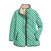 Women's Floral Print Stand Up Collar Pleated Cotton Long Sleeved Button Cotton Jacket