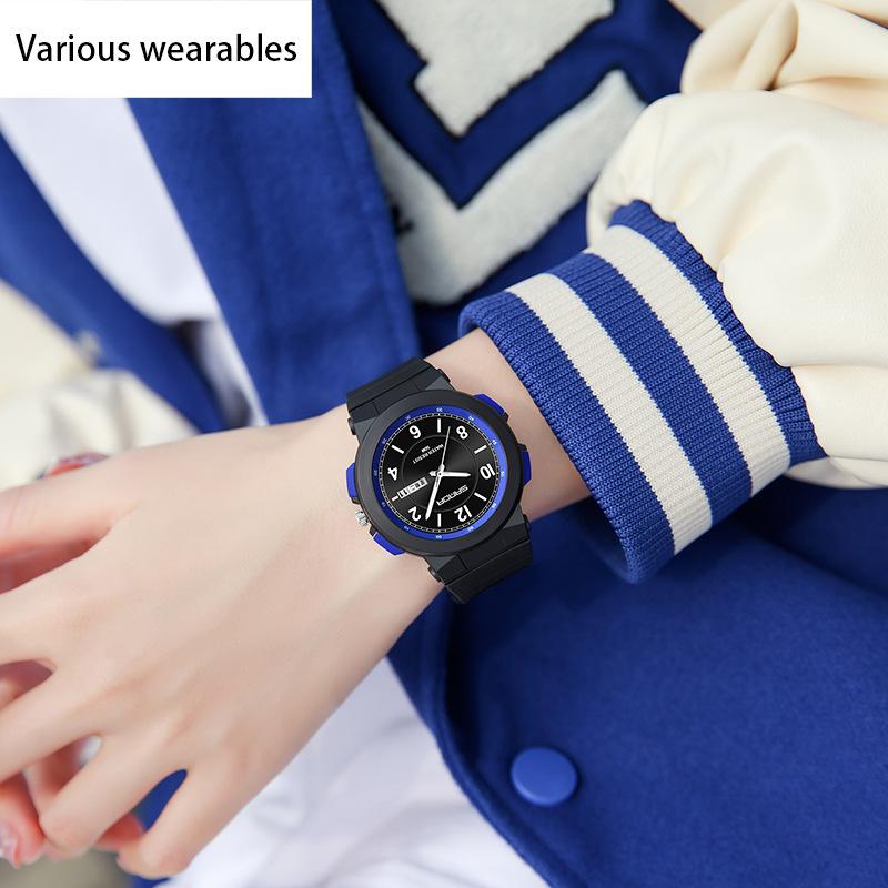 New Style Electronic Form Movement Double Calendar Fashion Trend Personality Male and Female High School Watch