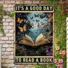 Vintage Its a Good Day To Read Metal Tin Sign Wall Art    Rustic Book  Decor for Home Garden Cafe  Durable OutdoorIndoo