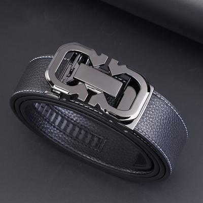 Men'S New Belt First Layer Cowhide High-End Business Belt Travel Casual Versatile Automatic Buckle Belt