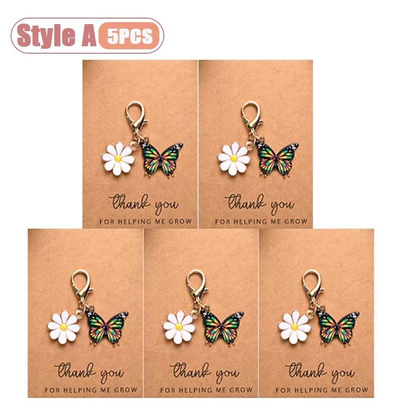 1-20PCS Cute Colorful Butterfly Daisy Keychain Drop Oil Handmade Gift for Thanksgiving Friendship Appreciation Keepsake