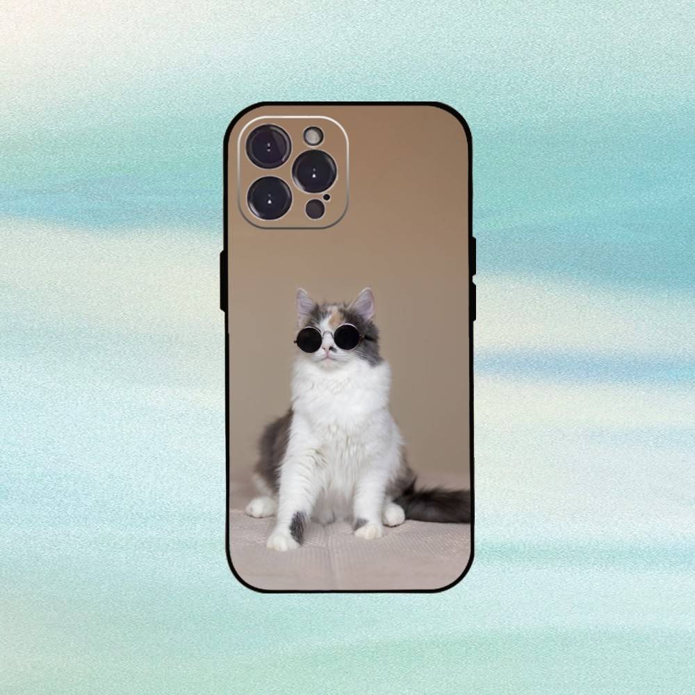 Cool Cat Cute Phone Case For iPhone17,16,15,14,13,12,Plus,Pro Max, 5G Others Soft Black Cover