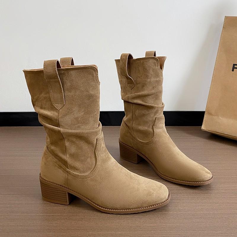 

Retro short boots women s version of western Martin boots British style stacking boots fold inner height increase small medium tube girl 40 хакі