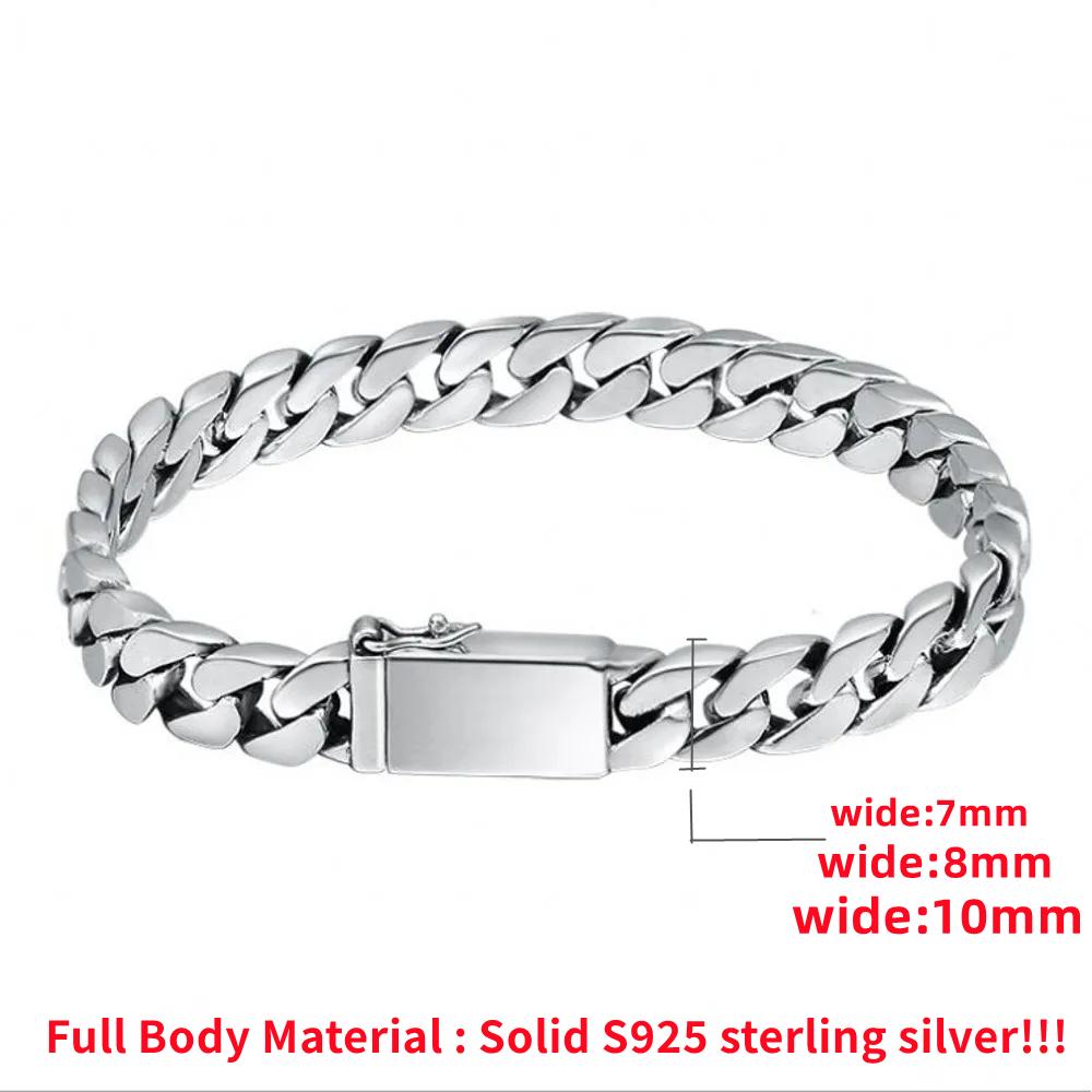 100% S925 Silver Bracelet 8MM Punk S925 Silver Jewelry Never Fade Carry Men Women Jewelry Gifts