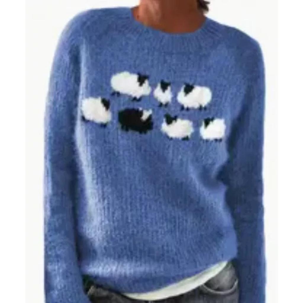 Pull, Femme, Col Rond, Bloc de Couleurs, Coupe Ample, Pull-over, Pull Tricoté, Chaud, Haut Décontracté