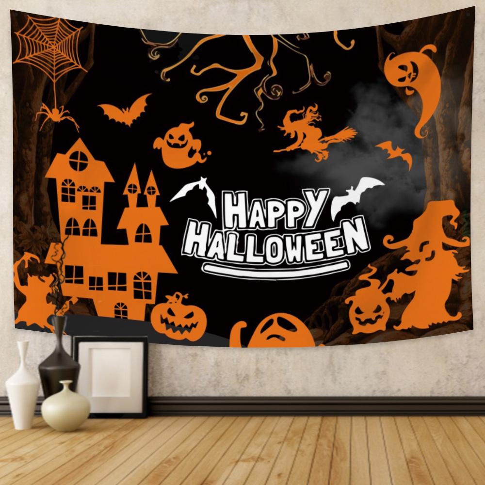 Home Decor Tapestry Witch Pumpkin Halloween Party Ation  Living Room Bedroom Wall  Backdrop Fabric