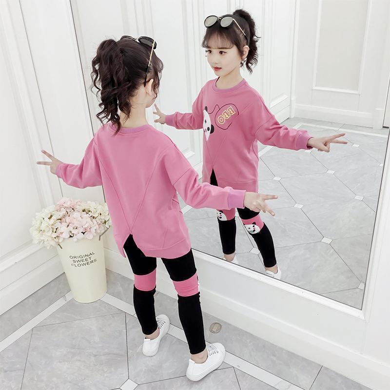 Two-piece Sports Girls' Clothes, Fashion Western Style Fried Street Pants, Sweaters, Spring and Autumn Clothes